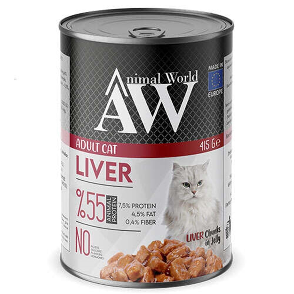 Animal World Ciğerli Yetişkin Kedi Konserve Maması 415 Gr