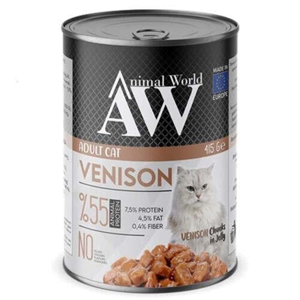 Animal World Geyik Etli Yetişkin Kedi Konserve Maması 415 Gr